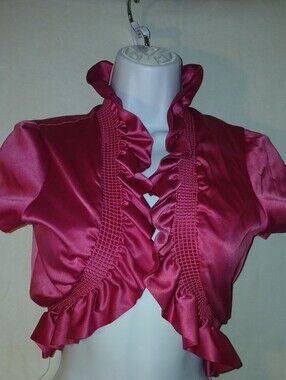 Pre-loved Women's Ruffled Satin Bolero Jacket - Pink